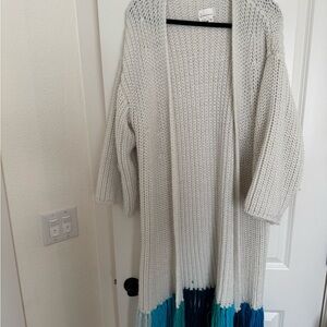 Anthropologie Cream and Blue Cardigan Sweater